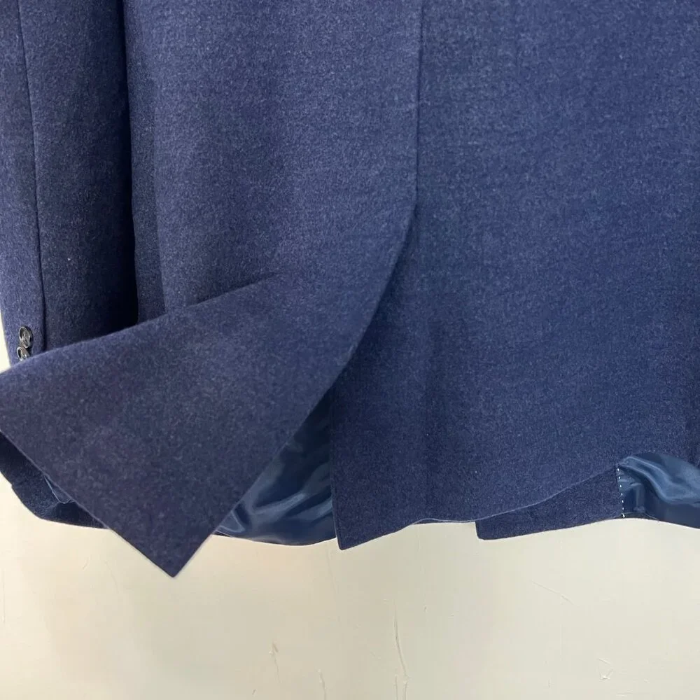 Tommy Hilfiger Overcoat Navy Blue Felt Mens Size 44‎ Short Coat Jacket 44S